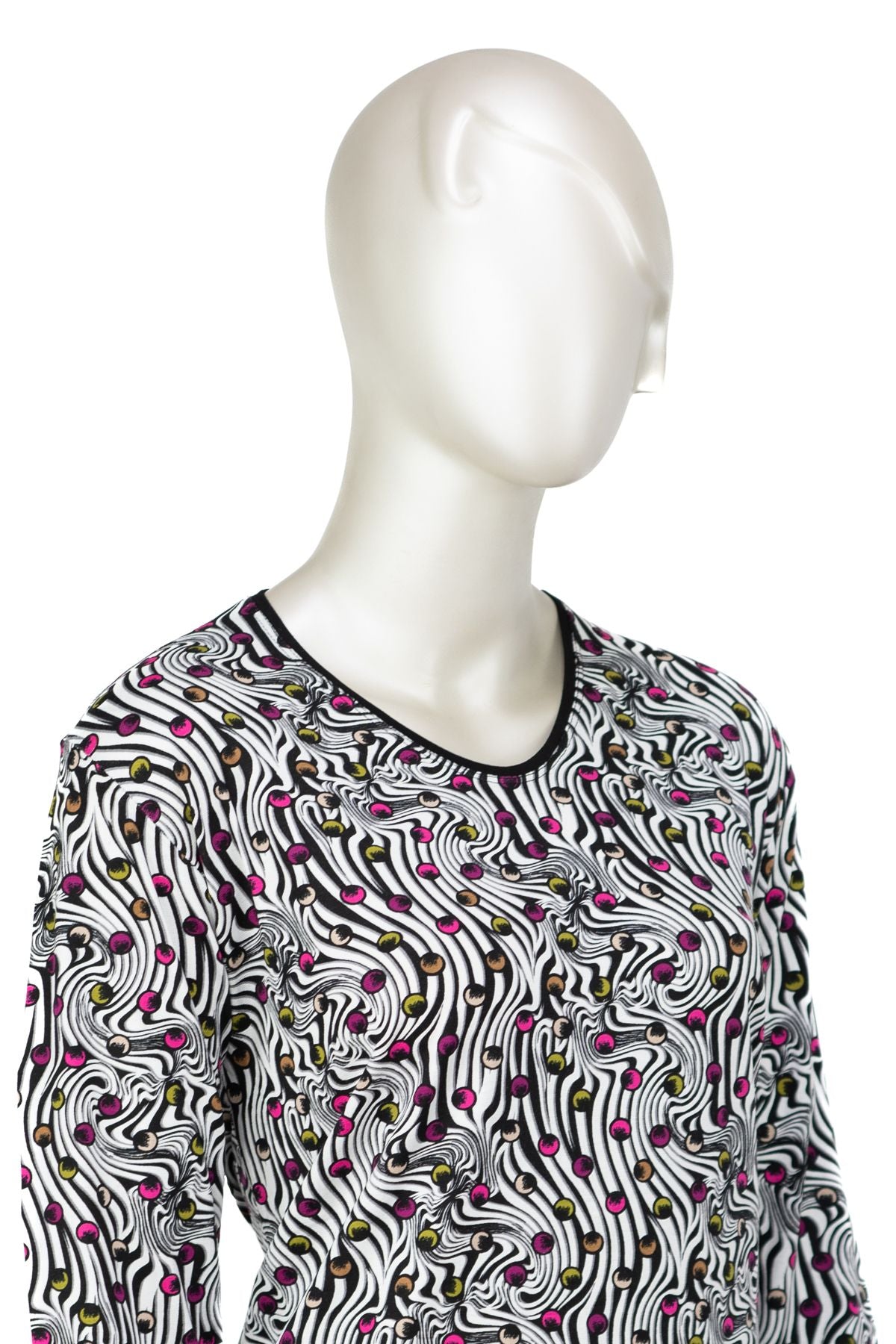 Kadın Turlu Viskon Penye Kumaş Anne Bluz Leylak Desenli Hafif V Yaka Tam Kalıp Likralı